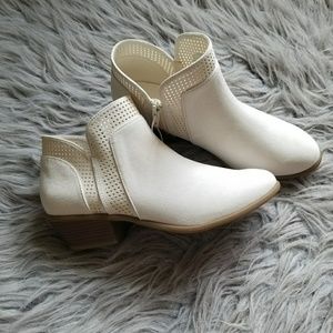 Perforated Sueded Low Booties For Women